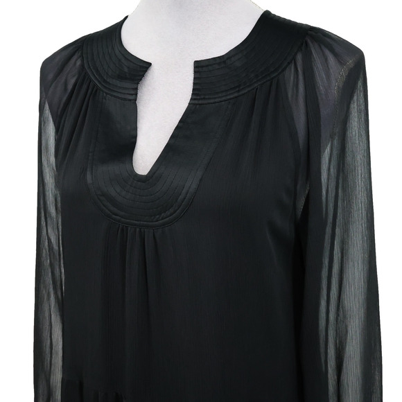Soft Surrounding Dress Womens Medium Black Sheer Chiffon Layered Lined Maxi - Picture 11 of 13